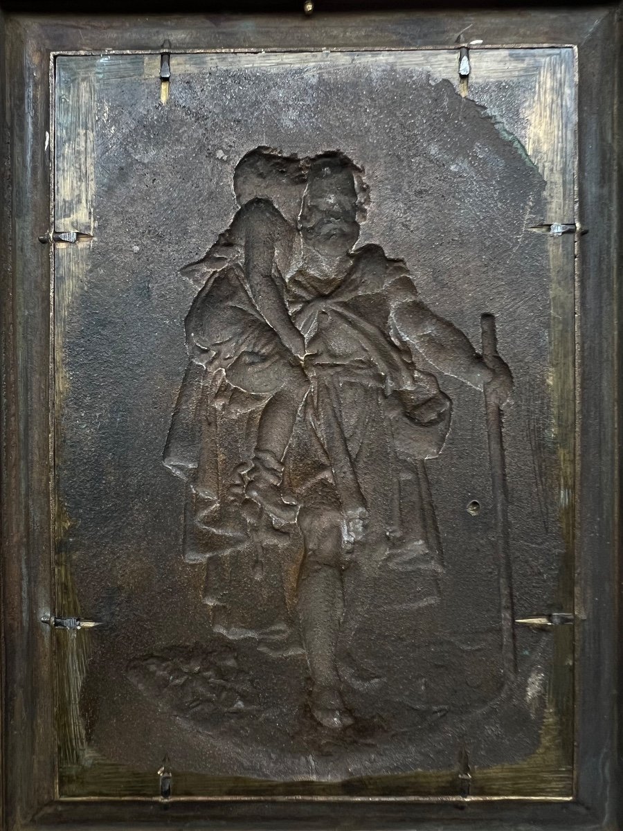 Bas Relief En Bronze Patiné Et Doré, Bélisaire, D’après François Gérard, époque Empire.-photo-1