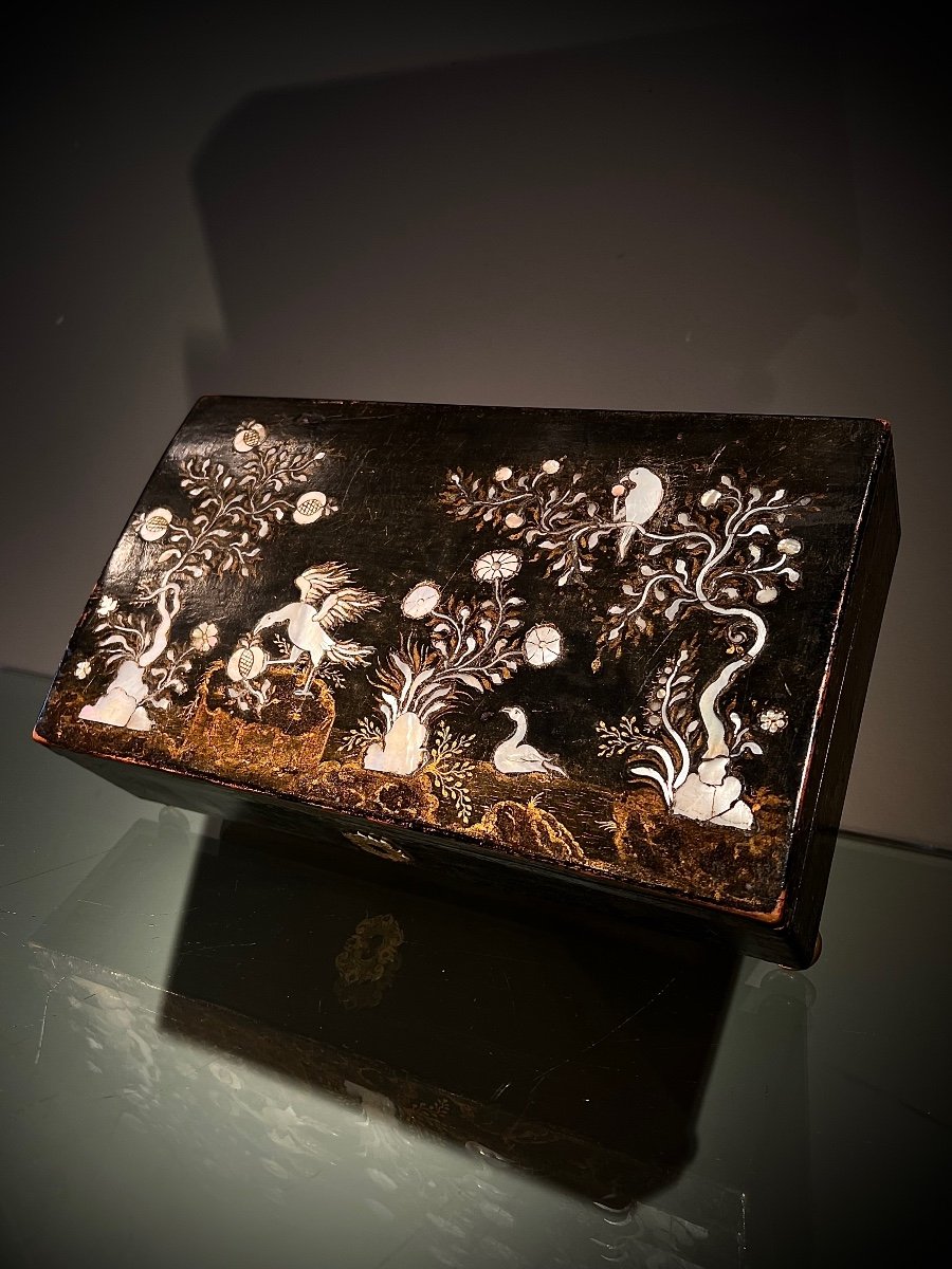Wig Box In Vernis-martin, Surroundings Of Gérard Dagly (1660-1715), Berlin, 18th.