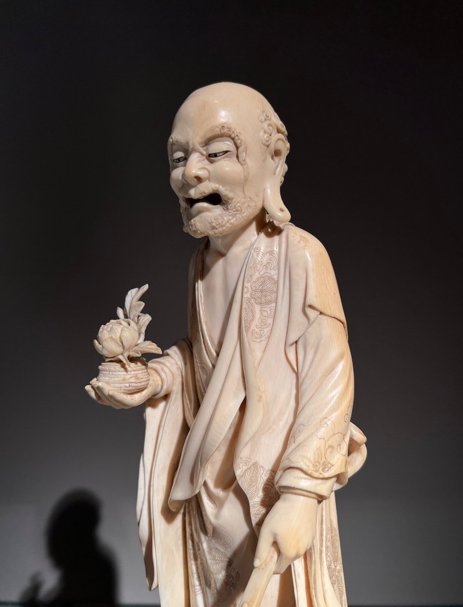 Okimono, Rakkan, Signé Ikeda So Et Hokosai Shigetoshi, Ivoire, Japon Début 19e. -photo-3