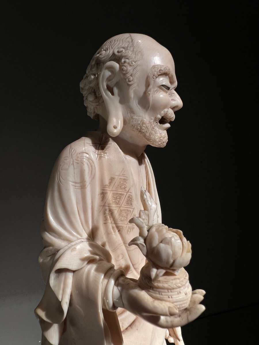 Okimono, Rakkan, Signé Ikeda So Et Hokosai Shigetoshi, Ivoire, Japon Début 19e. -photo-3