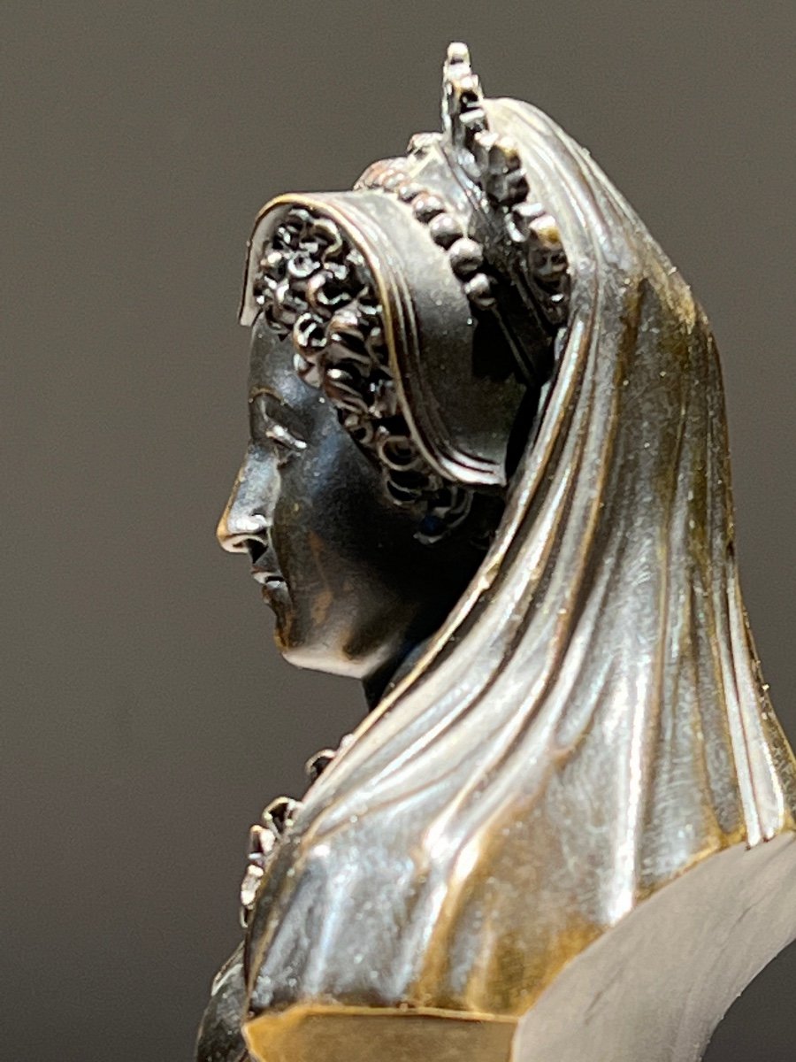 Mary Stuart Queen Of Scotland, Bronze Bust, Restoration Period, Ca. 1825-1830.-photo-4