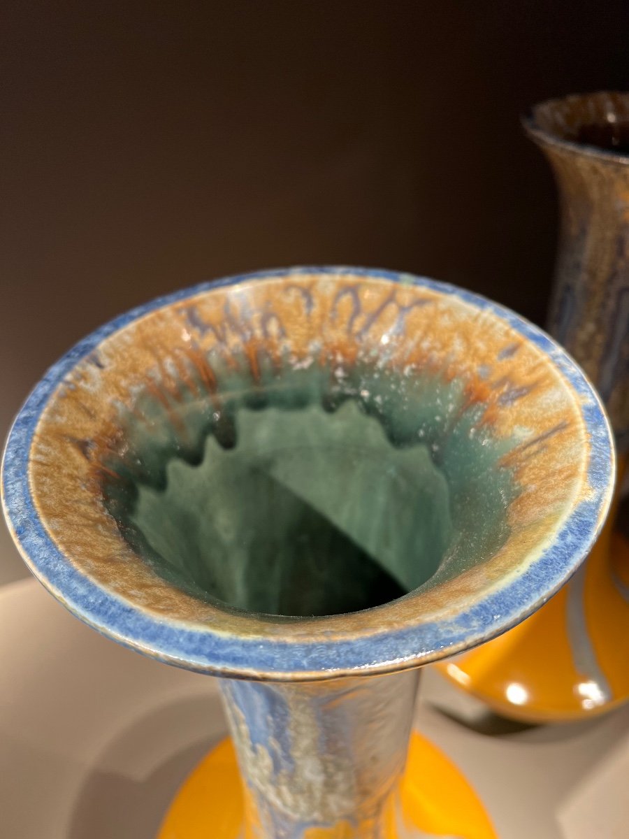 Manufacture de Fives , G. De Bruyn, Paire De Vases En Grès, Art Nouveau, Lille, 1910.-photo-1