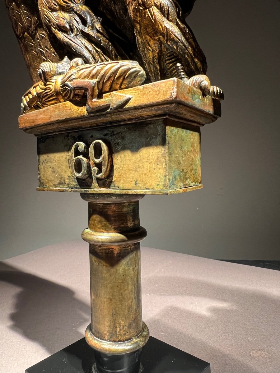 Eagle Of The 69th Line Infantry Regiment, Copper And Gold Aluminum, Late 19th Century.-photo-2