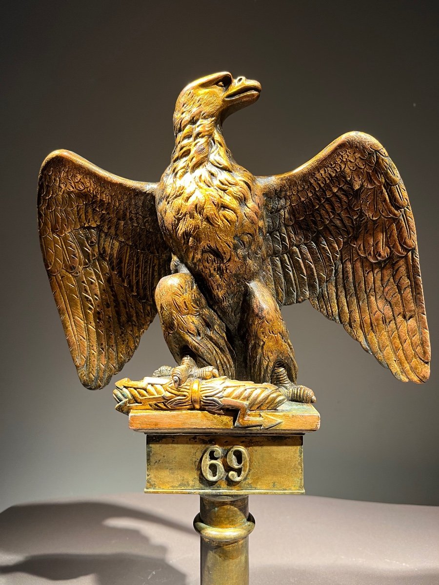 Eagle Of The 69th Line Infantry Regiment, Copper And Gold Aluminum, Late 19th Century.