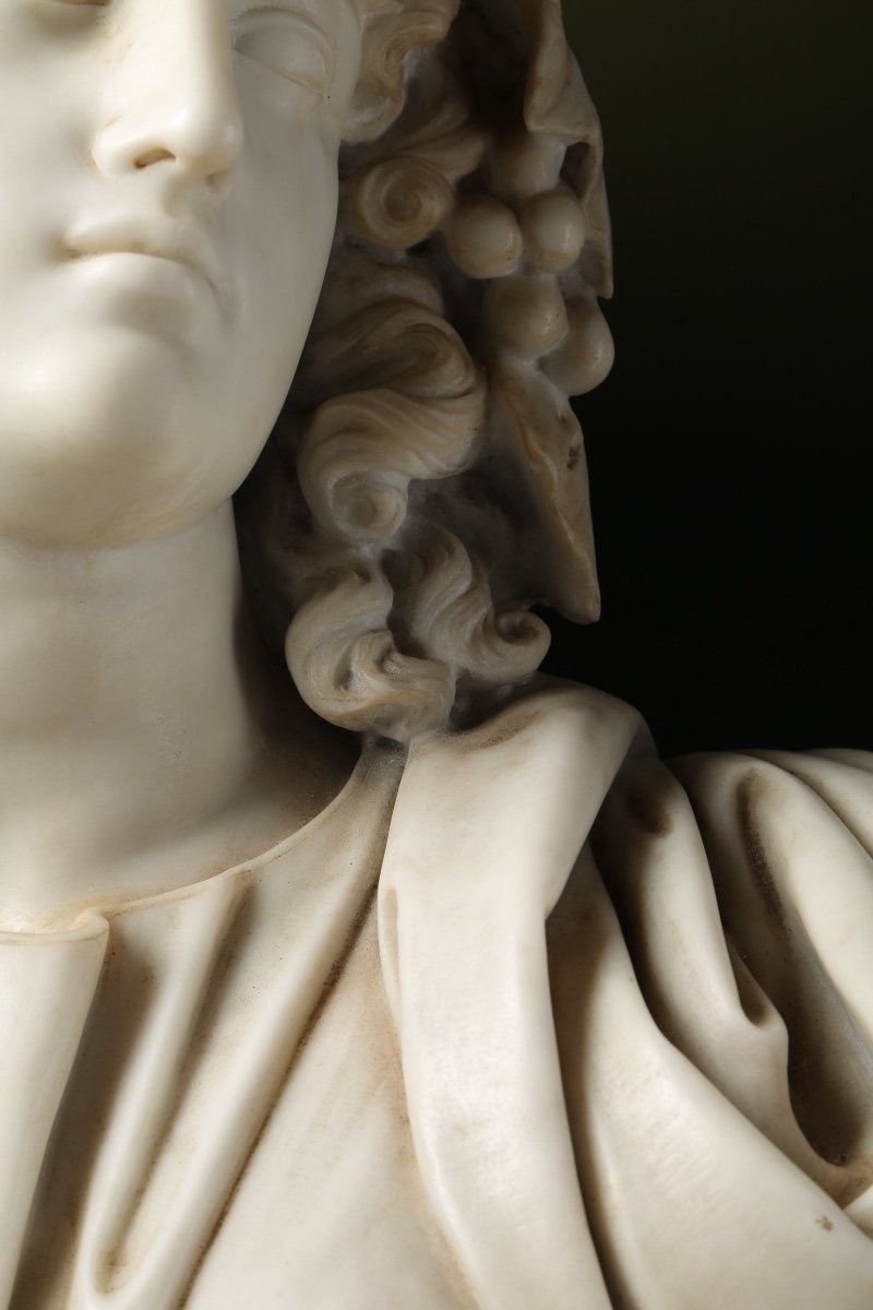 Buste En Marbre De Carrare Représentant Melpomène, Italie, Vers 1800.-photo-1
