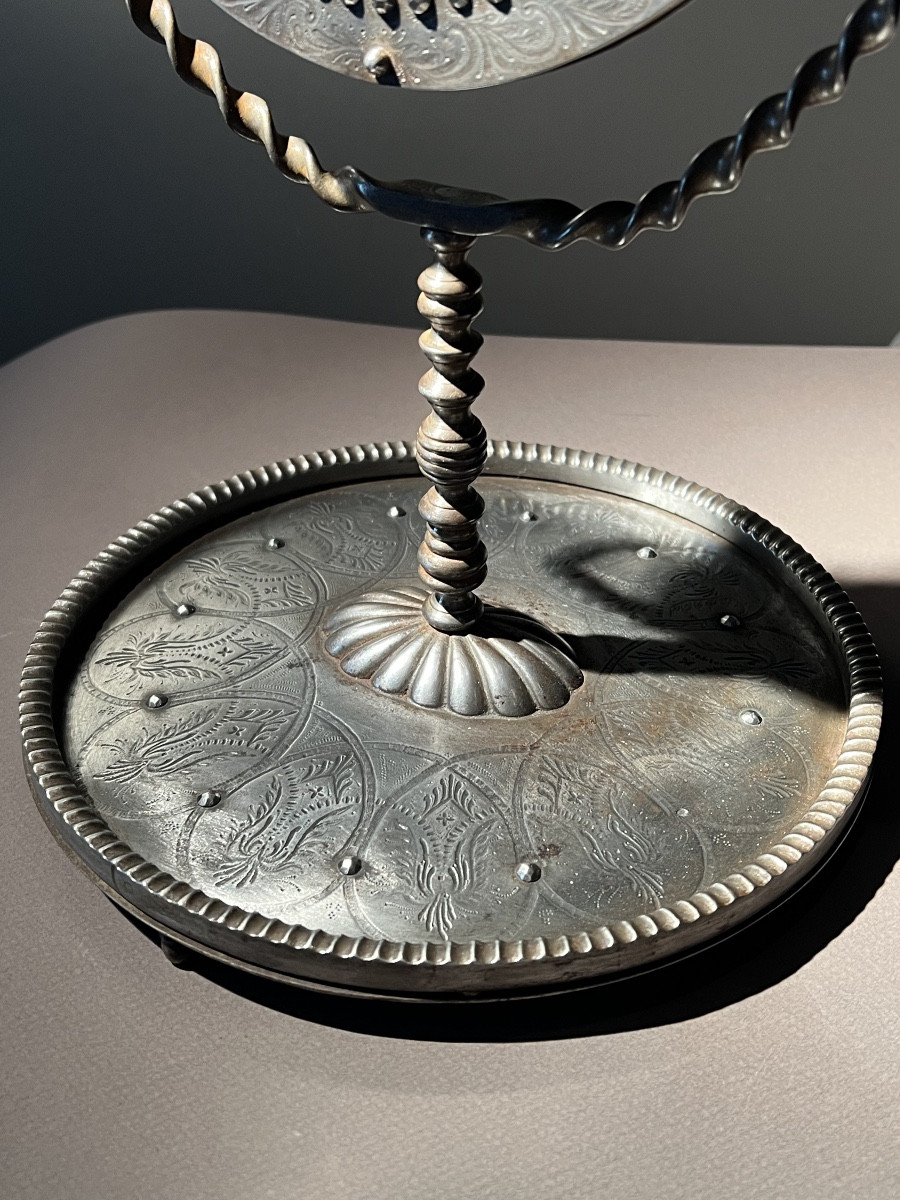 Neo-classical Cut And Engraved Steel Table Mirror, Russia Or France, Circa 1830.-photo-3