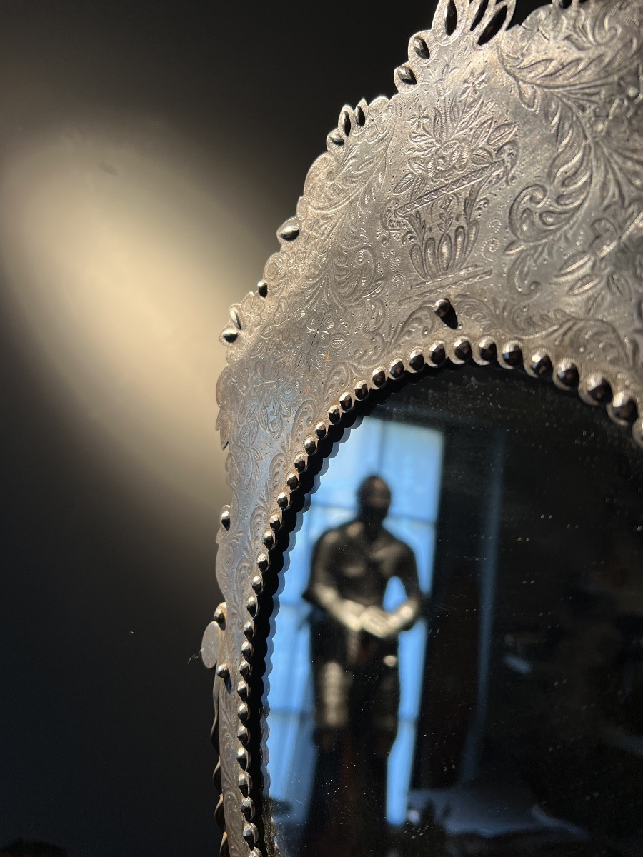 Neo-classical Cut And Engraved Steel Table Mirror, Russia Or France, Circa 1830.-photo-5