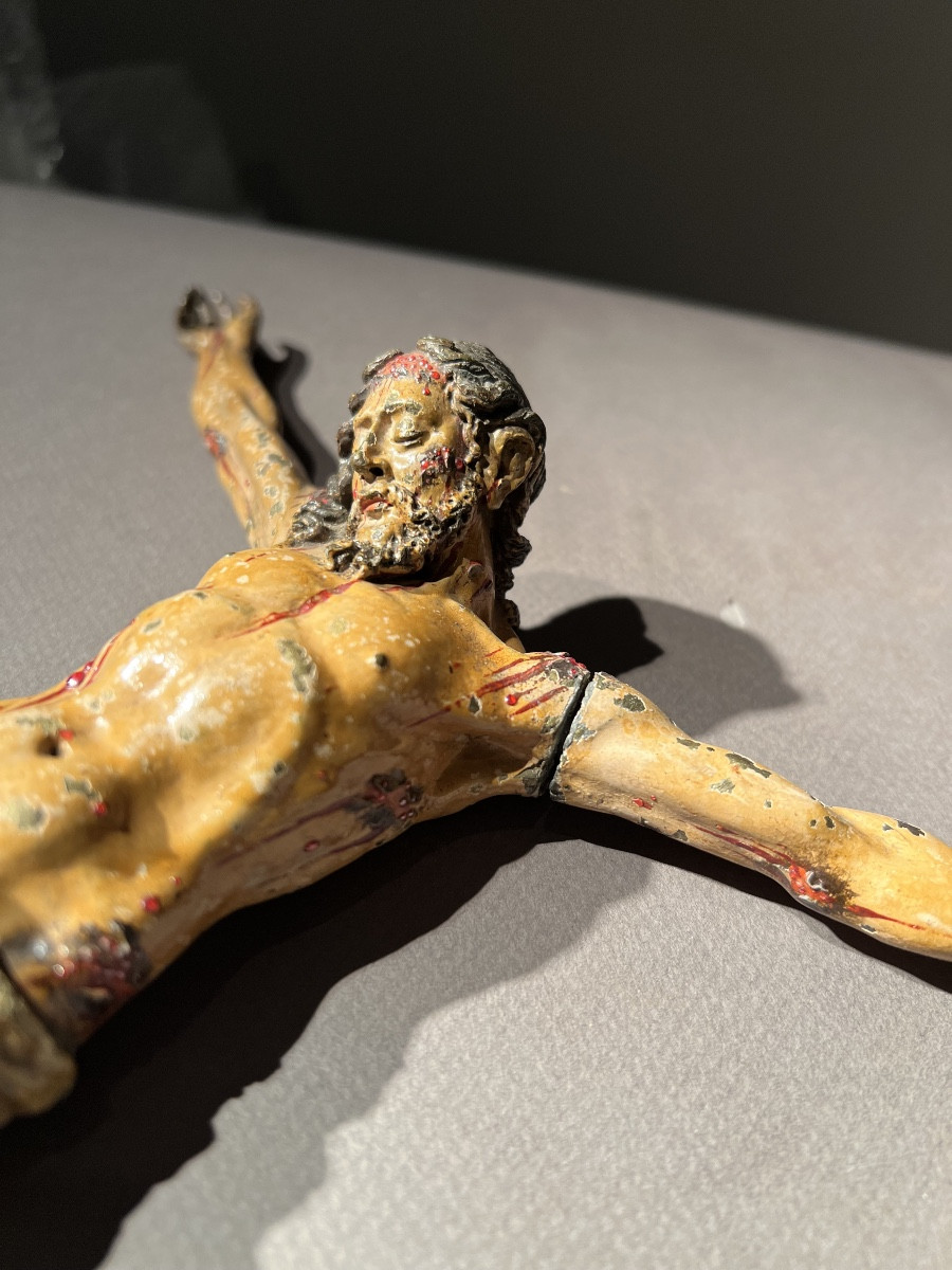 Christ In Polychrome Bronze, Model By Jean De Bologne, Portuguese Work From The 17th Century.-photo-4