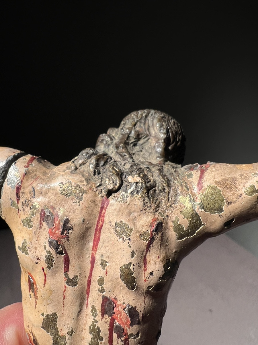Christ In Polychrome Bronze, Model By Jean De Bologne, Portuguese Work From The 17th Century.-photo-1