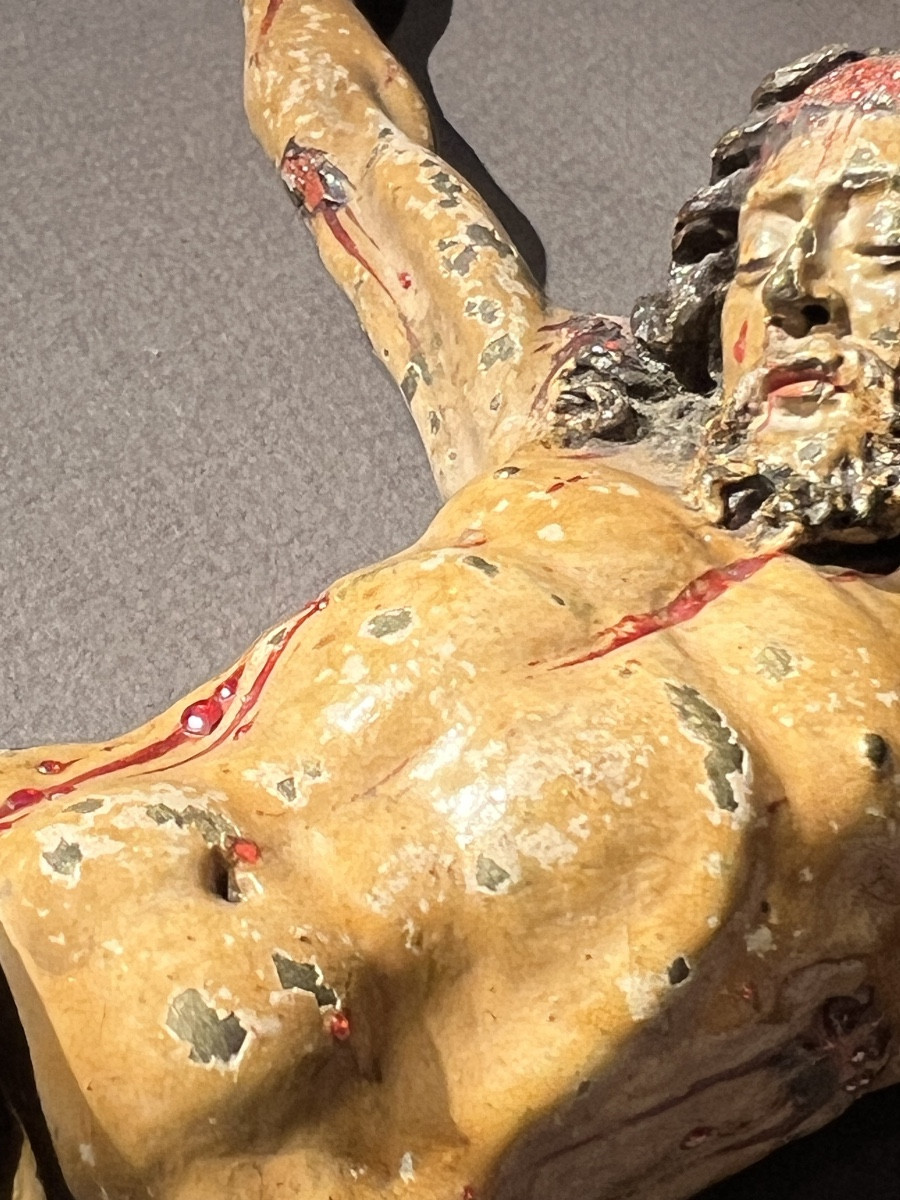 Christ In Polychrome Bronze, Model By Jean De Bologne, Portuguese Work From The 17th Century.-photo-3