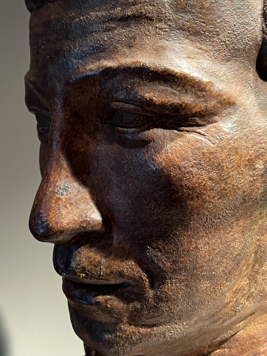 Olivier Piette, tête d’homme (1885-1948) plâtre original à patine bronze, Gand, vers 1925.-photo-2