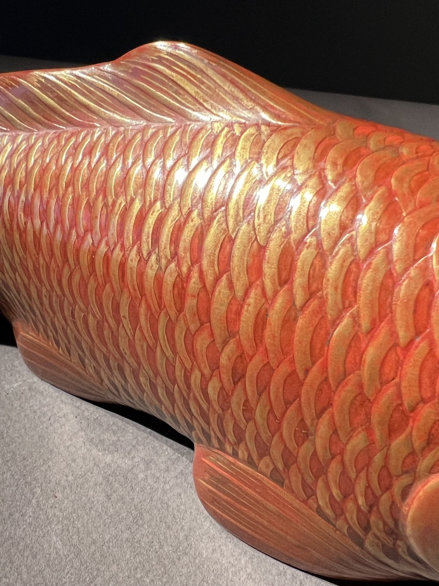 Carpe D’oré Du Japon En Lacque Par La Maison  Zo Hiko De Kioto, Années 1920.-photo-4