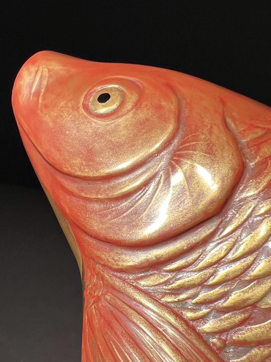 Carpe D’oré Du Japon En Lacque Par La Maison  Zo Hiko De Kioto, Années 1920.-photo-1