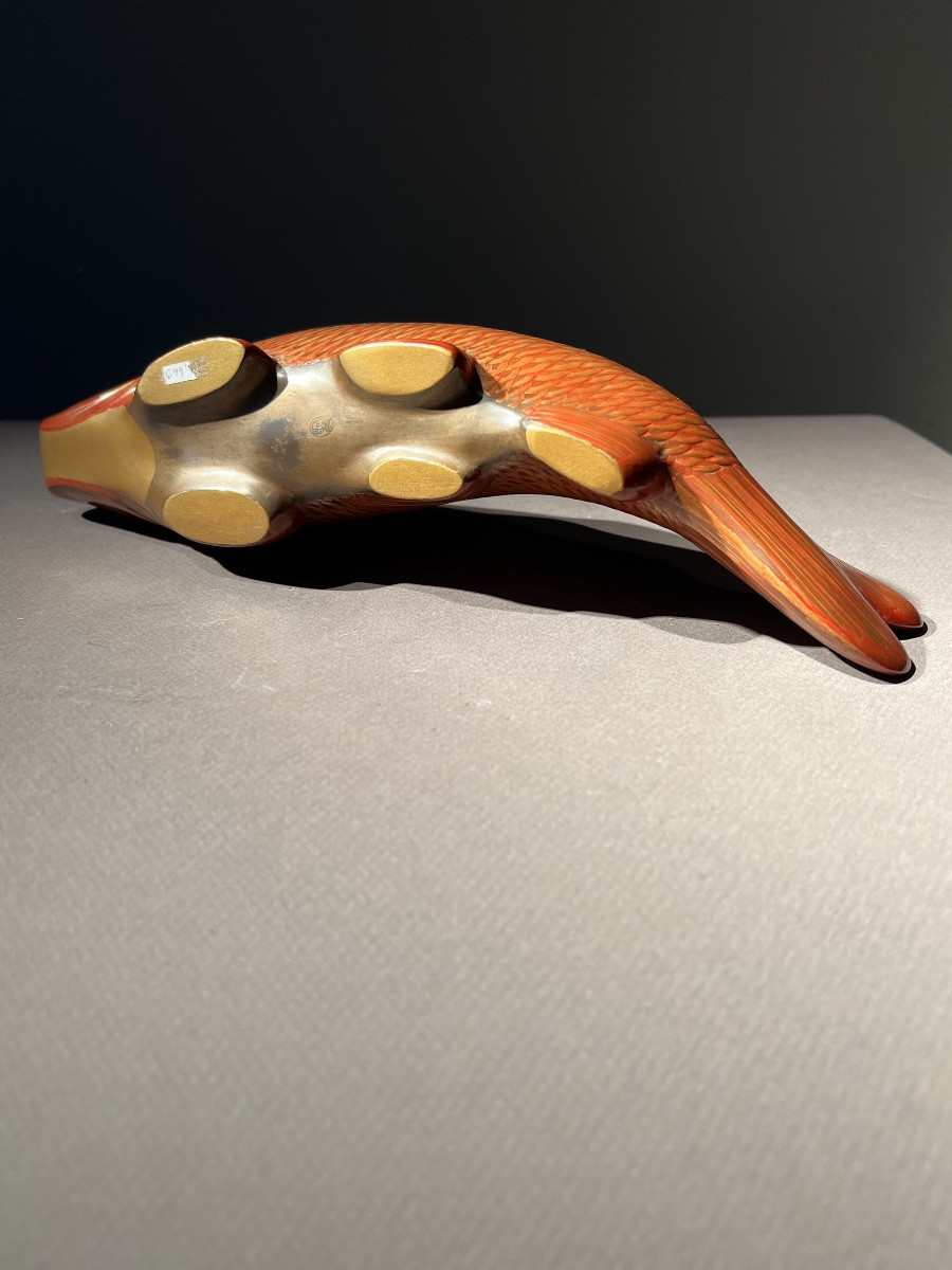 Carpe D’oré Du Japon En Lacque Par La Maison  Zo Hiko De Kioto, Années 1920.-photo-5
