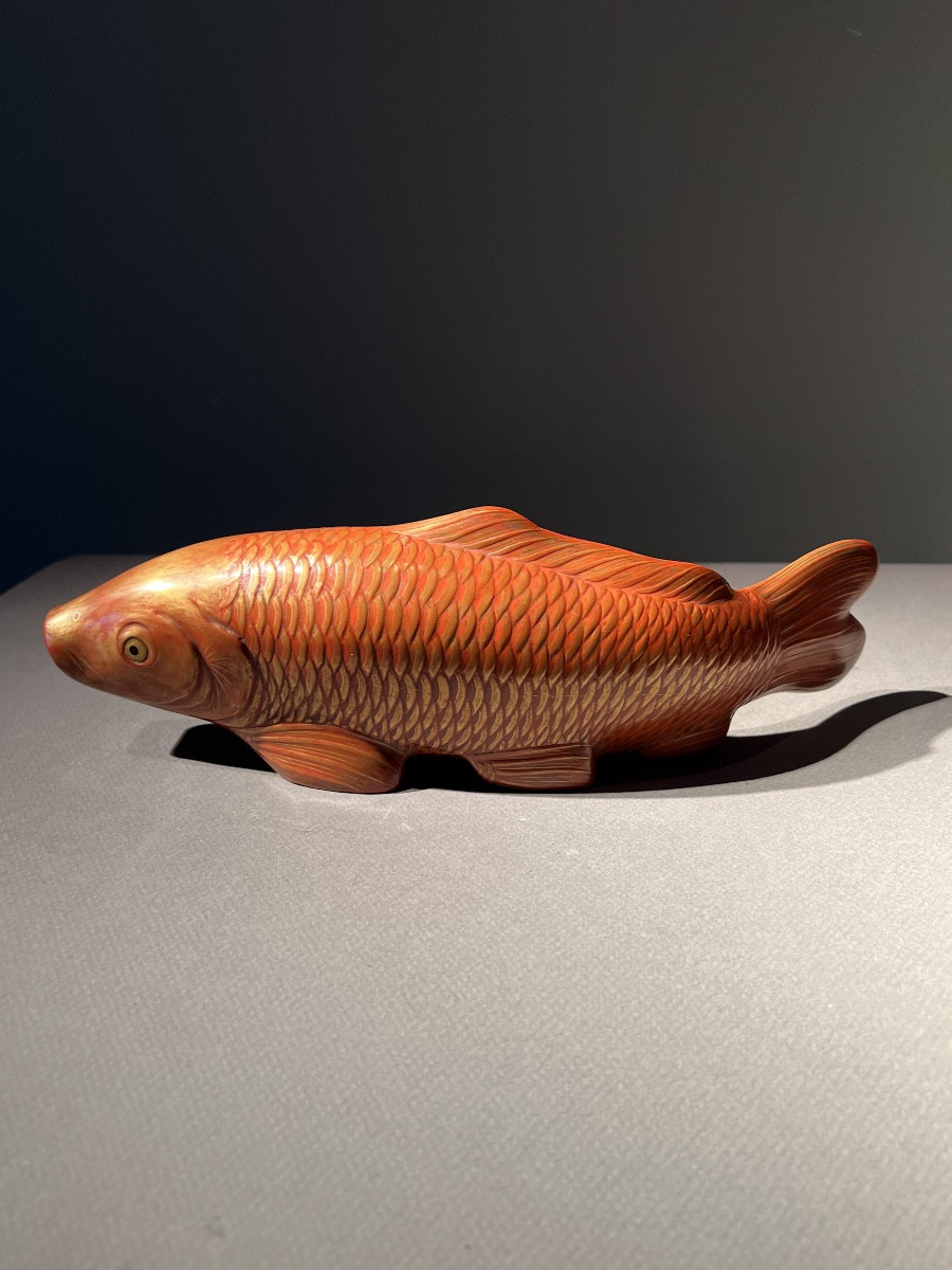 Carpe D’oré Du Japon En Lacque Par La Maison  Zo Hiko De Kioto, Années 1920.
