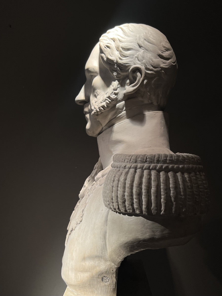 Louis Jéhotte, King Leopold I (1790-1865), Plaster Bust Ca. 1834, Brussels.-photo-2