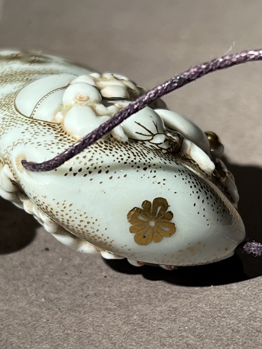 Inro Porcelain Decoration With Children Playing, With Netsuke, Japan, Late Medji Period, Ca. 1890-1900.-photo-4