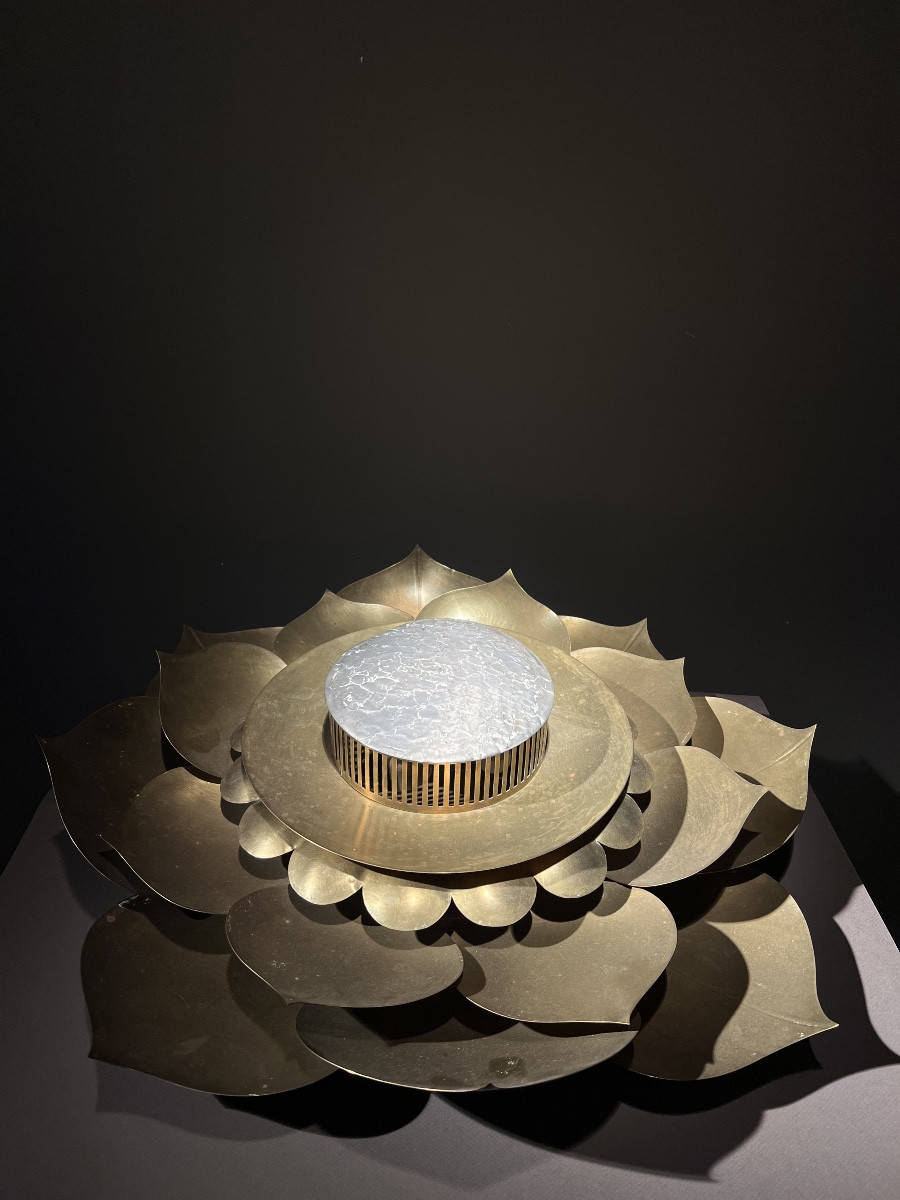 Ceiling Or Wall Light In The Shape Of A Lotus Flower, Copper And Tin, 1960s.-photo-4