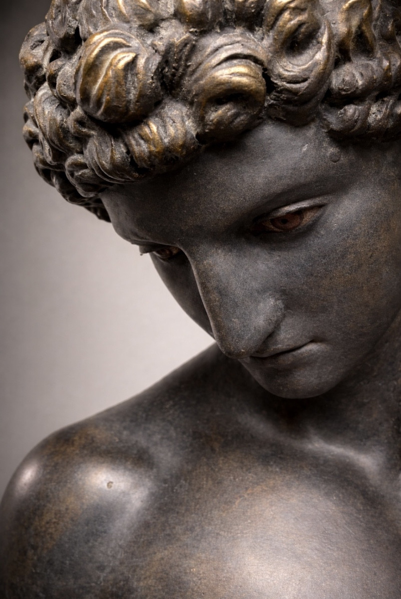 Sculpture After The Albani Hermes-antinous, In Plaster, Early 20th Century.-photo-4