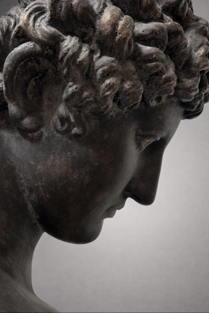 Sculpture After The Albani Hermes-antinous, In Plaster, Early 20th Century.-photo-1