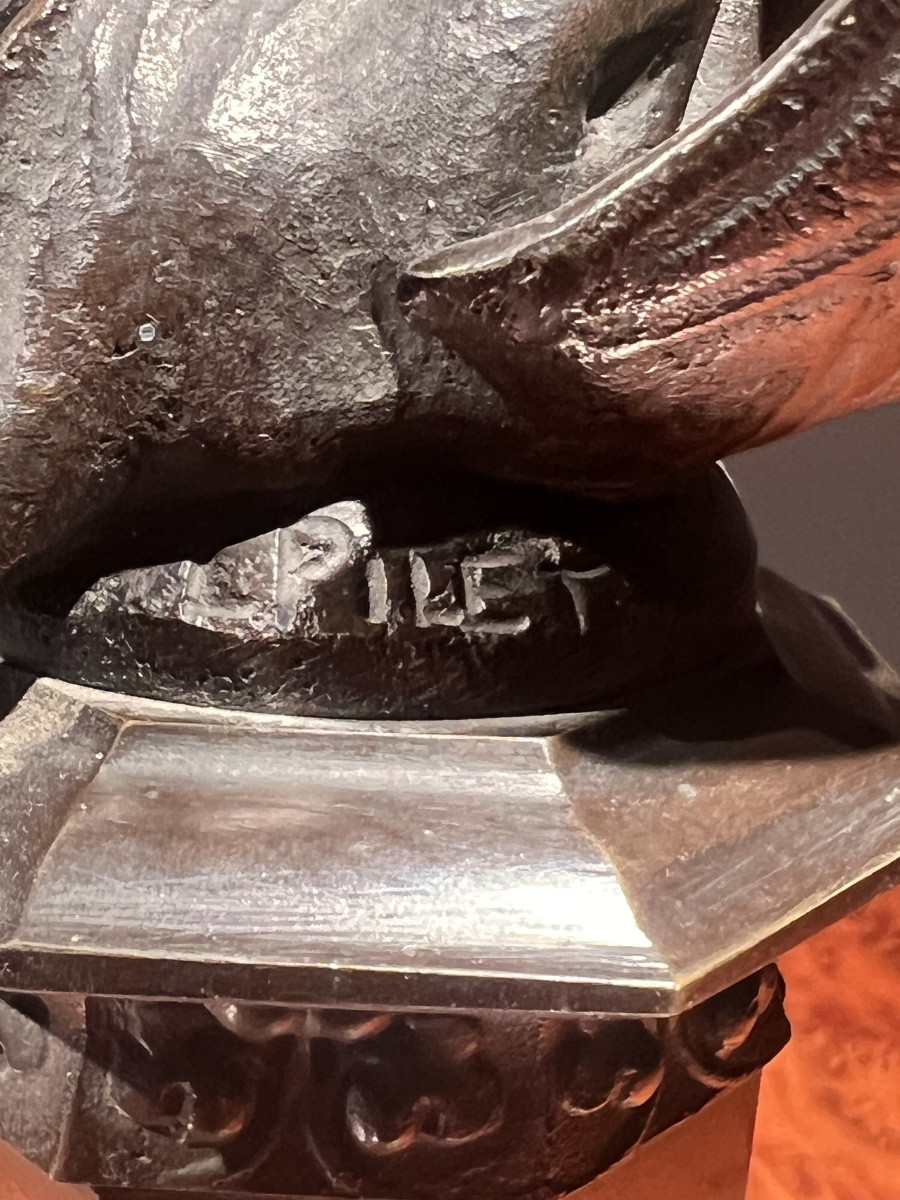 Leon Pilet (1840-1916), saint michel terrassant le dragon, bronze à patine brune, vers 1870.-photo-1