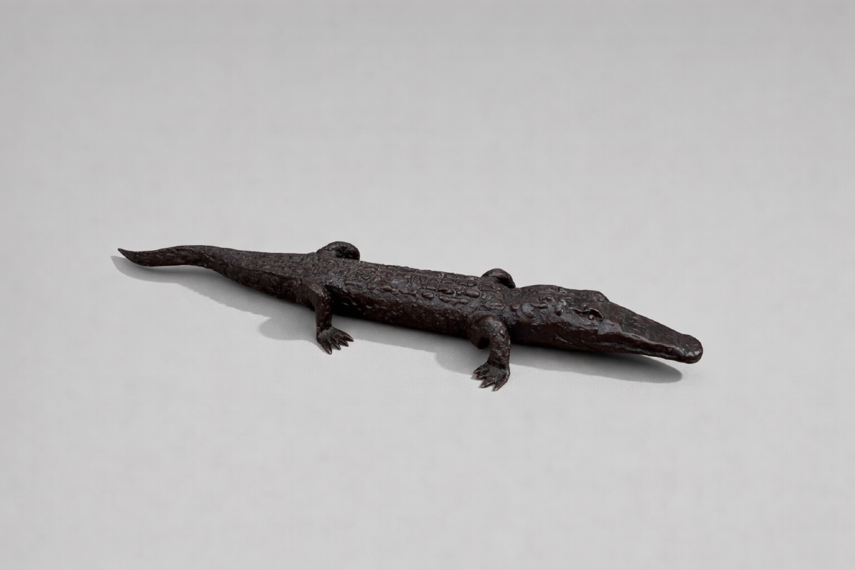 Louis Van Boeckel (1857-1944) (attributed To), Wrought Iron Crocodile, Late 19th Century.-photo-3