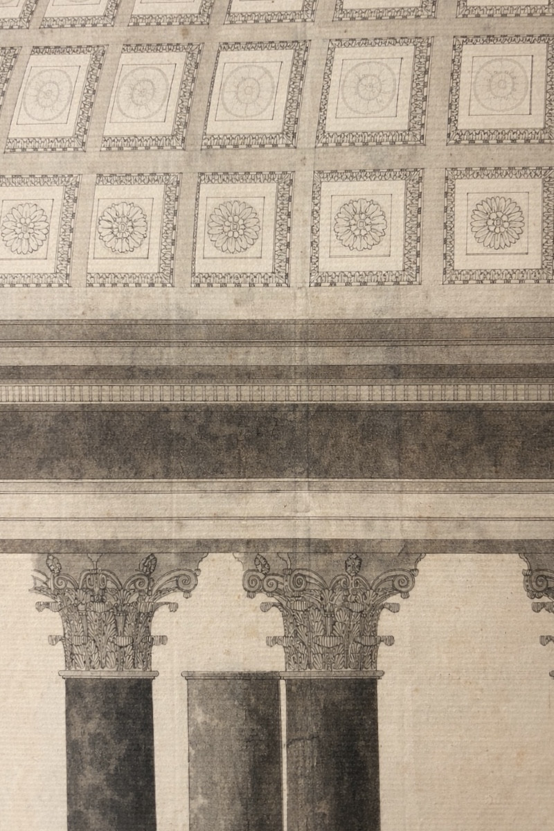 Dessin à l’encre rehaussé d’aquarelle représentant une coupe architecturale, France, 18e.-photo-4