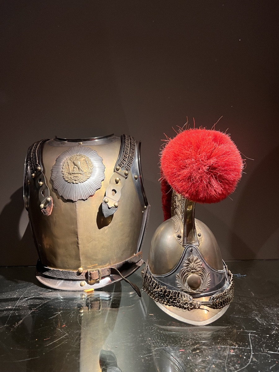 Ensemble de casque et cuirasse de carabinier troupe, modèle 1854, France, Second Empire, 1860.-photo-2