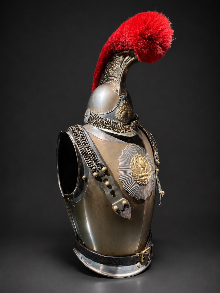 Ensemble de casque et cuirasse de carabinier troupe, modèle 1854, France, Second Empire, 1860.