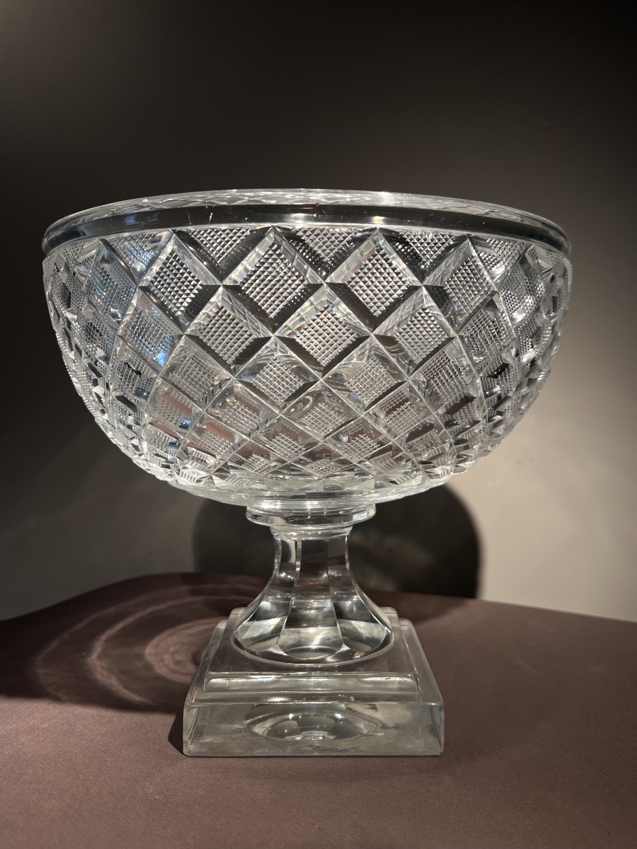 Cut Glass Bowl, Diamond-pointed, Vonêche, Circa 1825–1830.