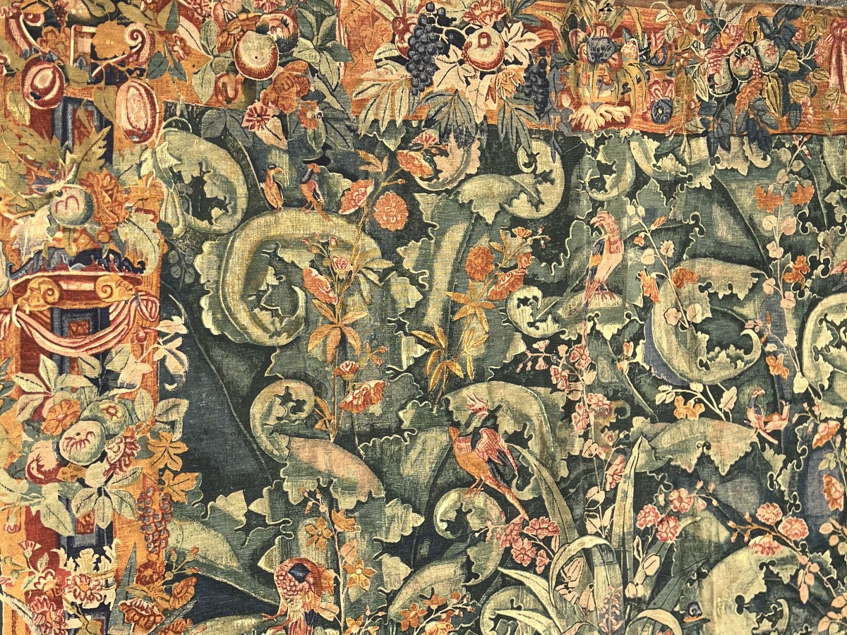 Tapestry With Foliage Motifs, Editions D’art De Ramboullet, Decorative Tapestry From The 1960s.-photo-3