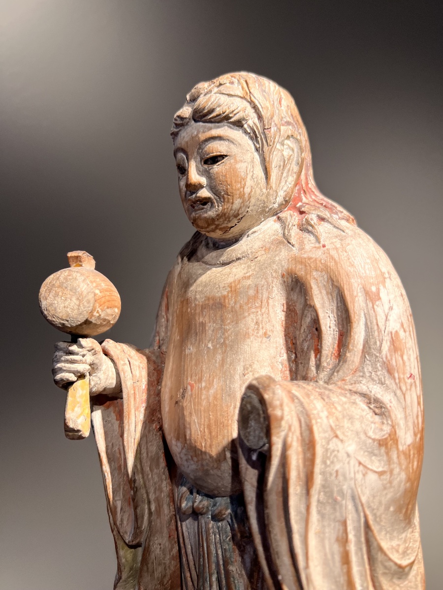 Sculpture Of Daikokuten. Japan, Momoyama Period (1573–1615).  Carved Softwood.-photo-4