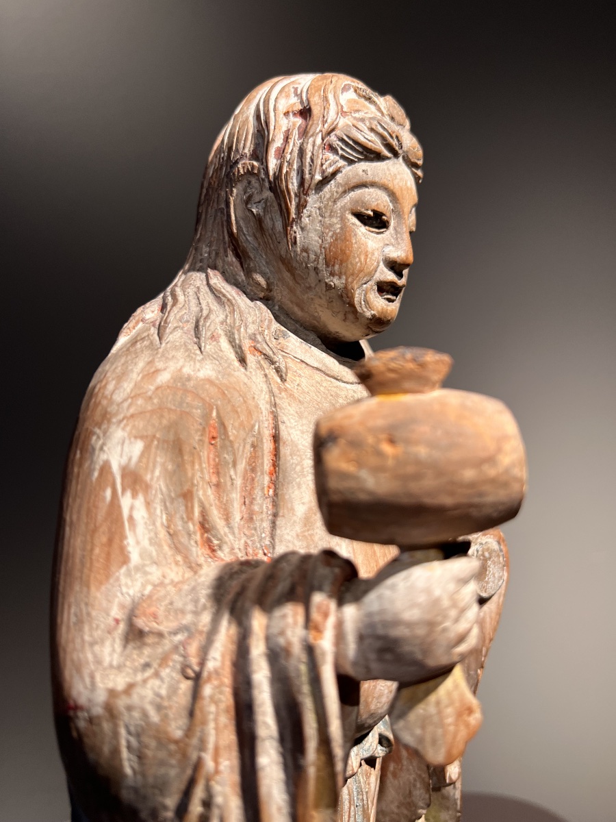 Sculpture Of Daikokuten. Japan, Momoyama Period (1573–1615).  Carved Softwood.-photo-5