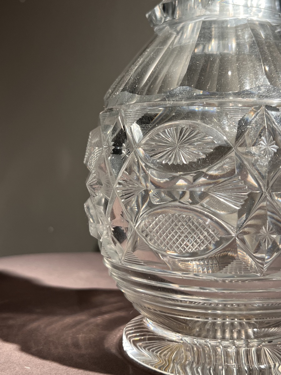 Decanter In Cut Glass, Vonêche Ou Baccarat, 1810-1820.-photo-2