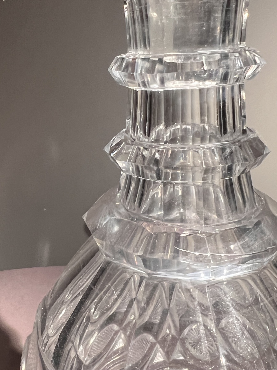 Decanter In Cut Glass, Vonêche Ou Baccarat, 1810-1820.-photo-3