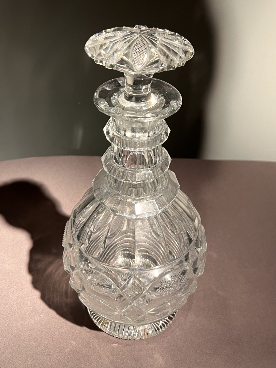 Decanter In Cut Glass, Vonêche Ou Baccarat, 1810-1820.-photo-4