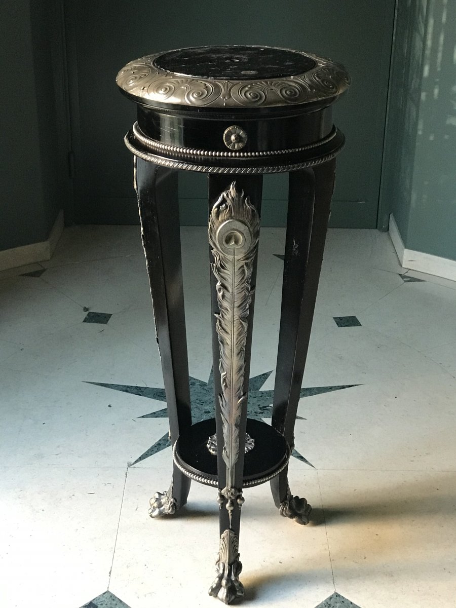 Bolster Tripod In Tinted Pear And Bronzes, Napoleon III Period.-photo-2