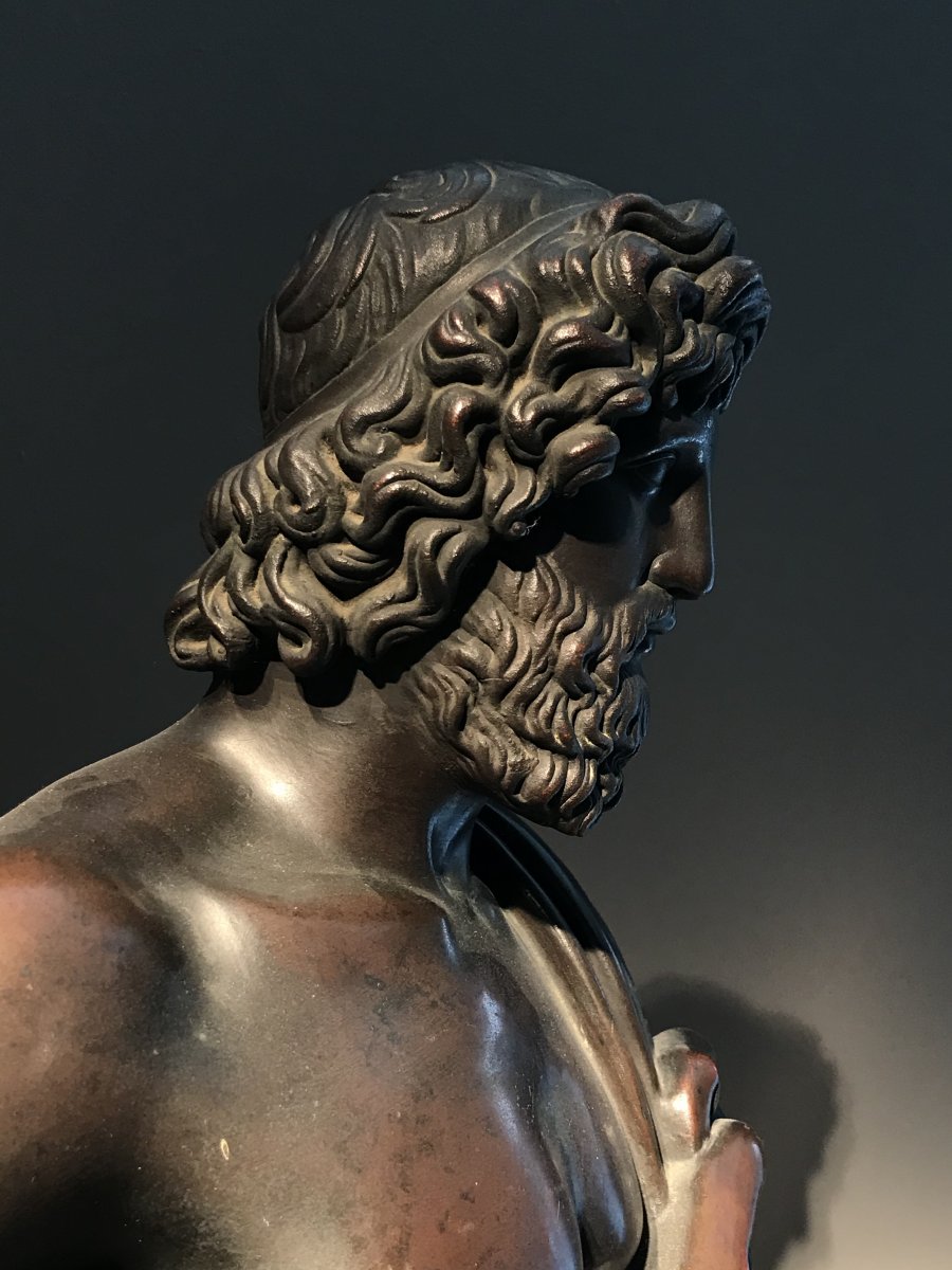Patinated Copper Sculpture, Representing Aesculapius, Germany, Around 1860.-photo-4