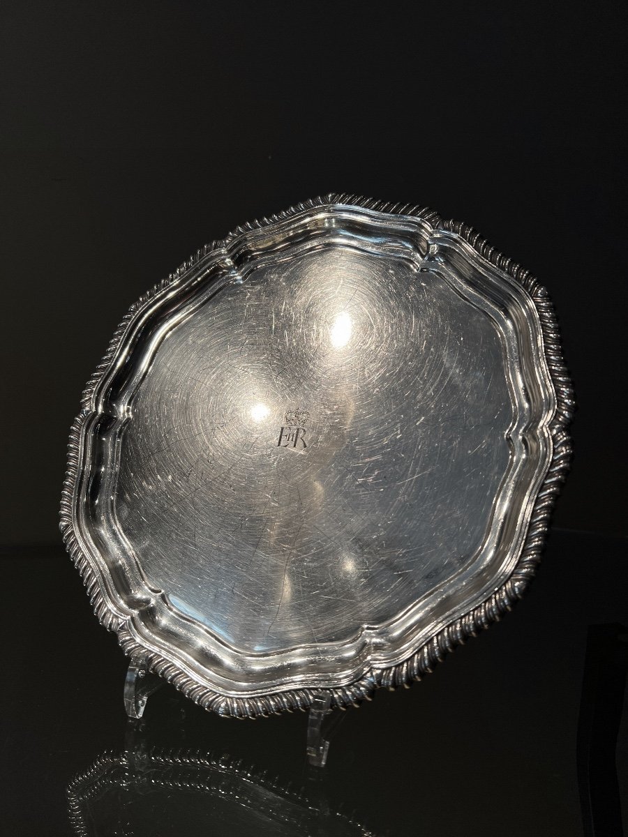 Silver Plated Dish With Queen Elisabeths Cipher, England, Ca. 1969.