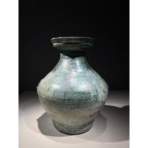 Ceramic Baluster Vase, Iridescent, Hu, Han Dynasty, Han Dynasty, China, 206 Bc – 220 Ad