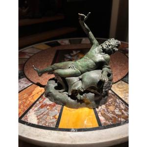 Bronze From The Grand Tour Attributed To F. Righetti, Drunken Satyr, Rome, Italy Ca. 1820.