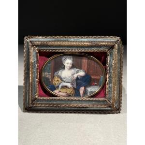 18th Century Miniature, In A Venetian Frame, French School.