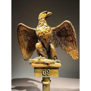 Eagle Of The 69th Line Infantry Regiment, Copper And Gold Aluminum, Late 19th Century.