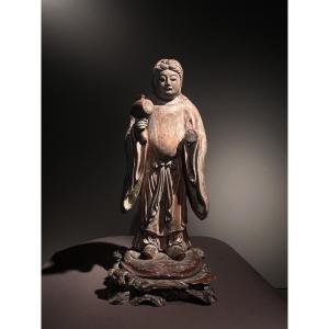Sculpture Of Daikokuten. Japan, Momoyama Period (1573–1615).  Carved Softwood.