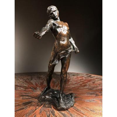 Luca Madrassi, La Force, Sculpture En Bronze, Sign.,  Cire Perdue, France, Ca. 1900.