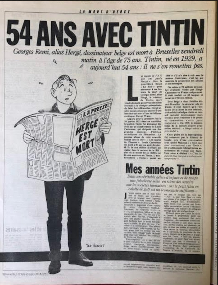 Tintin Journal Liberation March 6, 1983 Disappearance Of Herge-photo-4