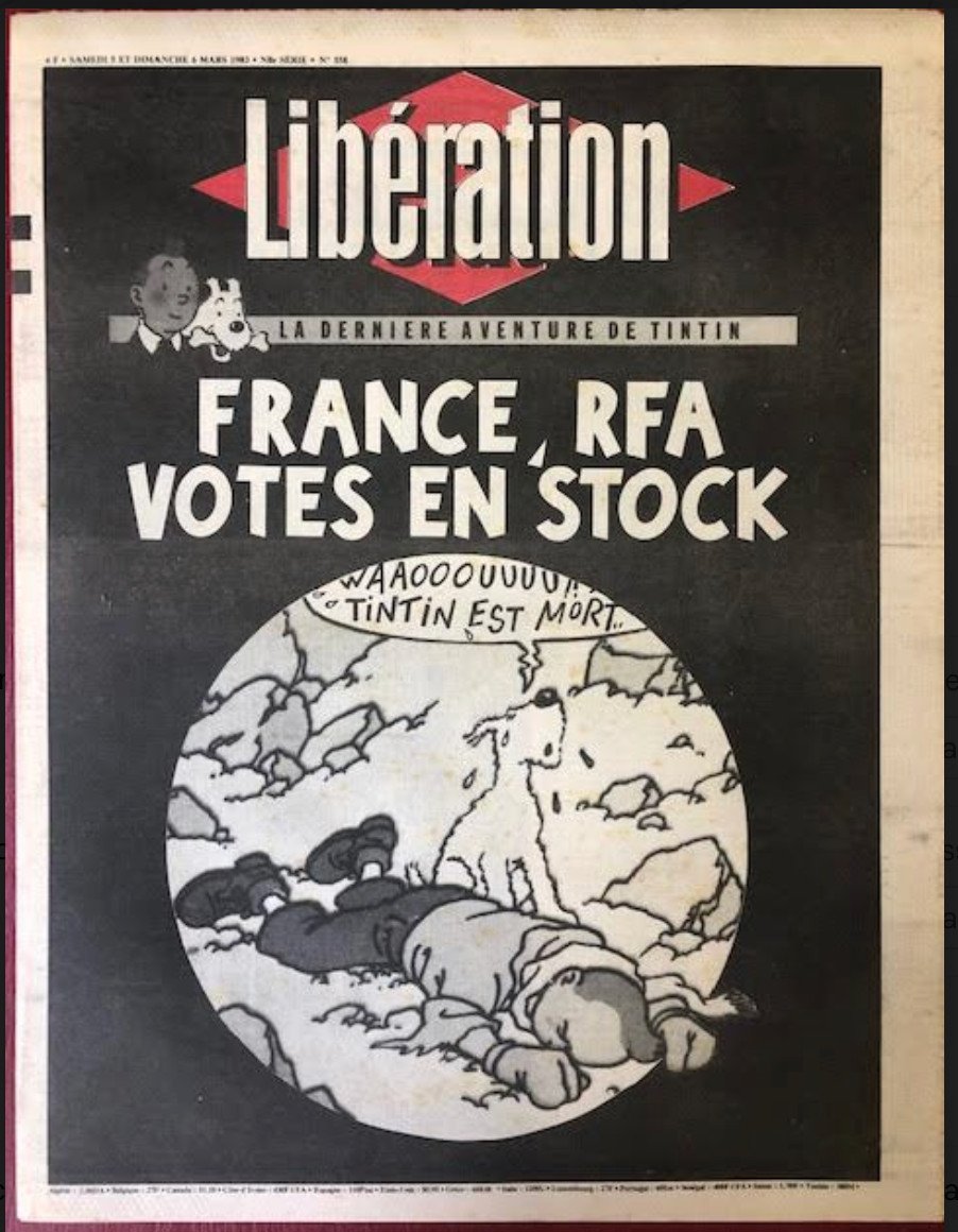 Tintin Journal Liberation March 6, 1983 Disappearance Of Herge
