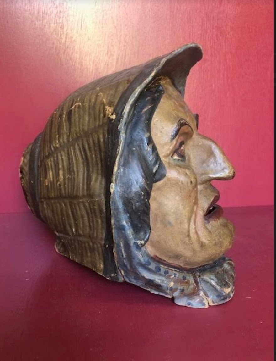 Head Carnival Paper Mache Old Woman In Hat-photo-2
