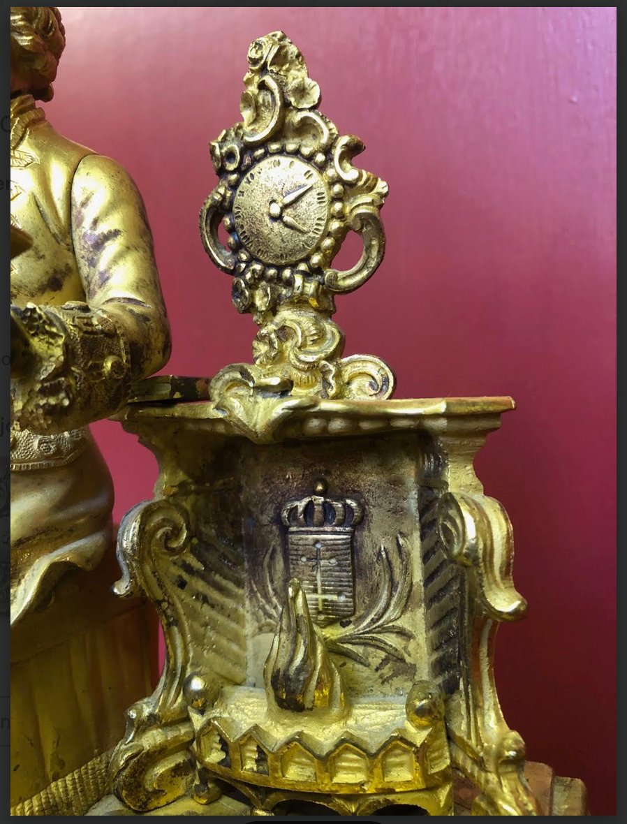 PENDULE  Bronze Dore  Personnage connu !-photo-1
