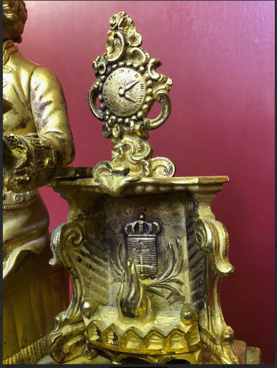 PENDULE  Bronze Dore  Personnage connu !-photo-2